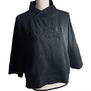 Calvin Klein Performance Sweatshirt Cropped Black Embroidered Logo size Large